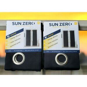 2 New Sun Zero Blackout Panels Window Curtain Black Ludlow Grommet Drape 54 x 84